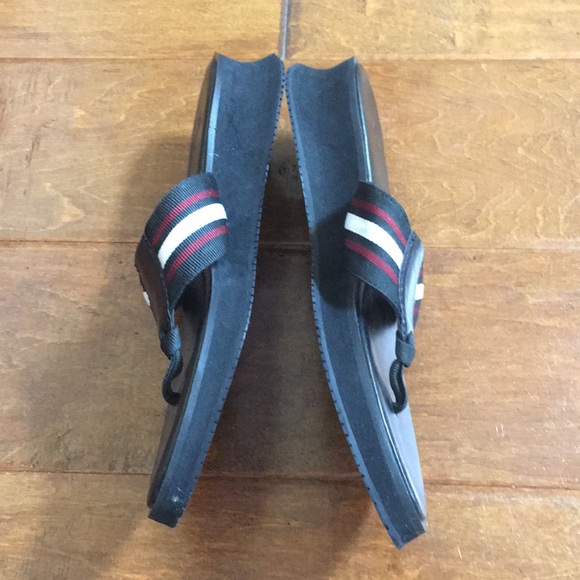 AK Anne Klein canvas flip flop slides sandals black red white size 6 - Picture 8 of 8